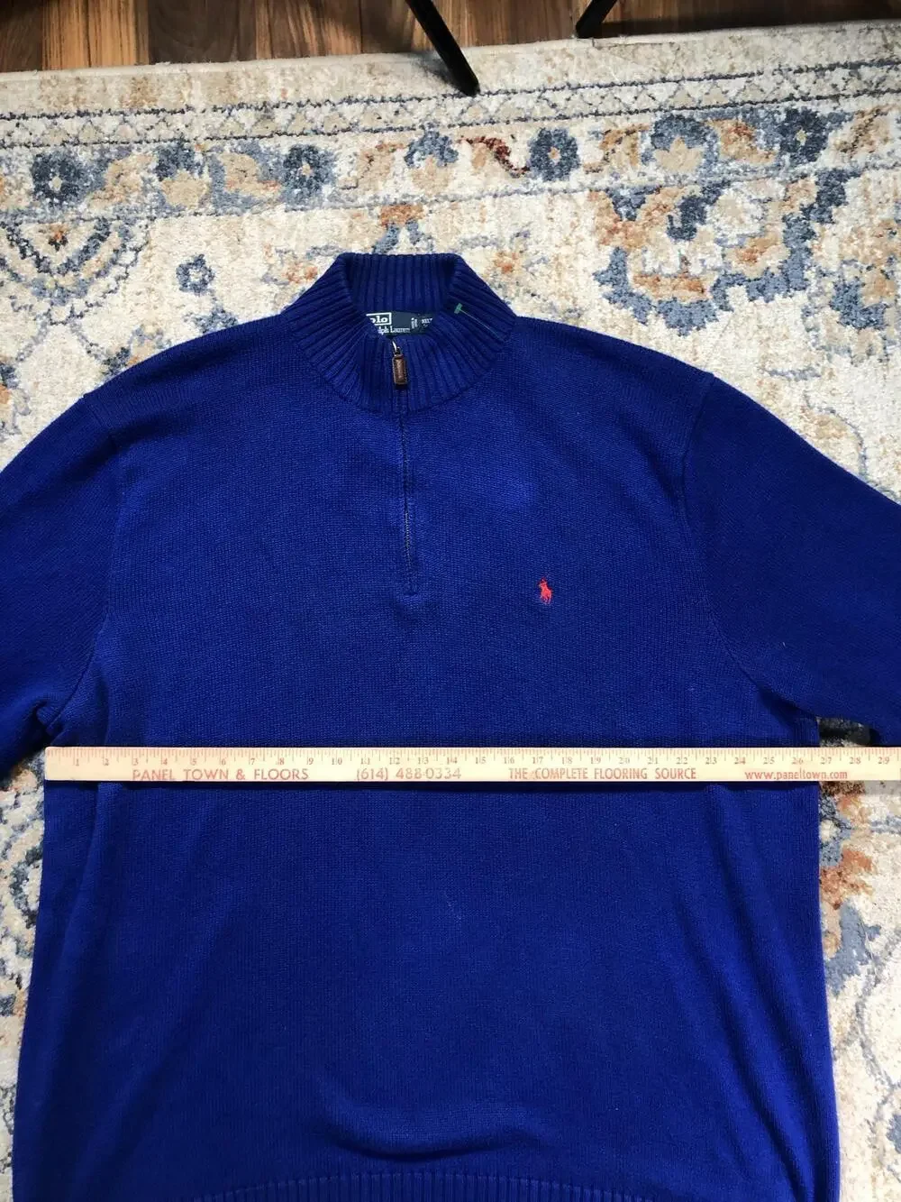 Polo By Ralph Lauren Sweater Mens 3XLT Blue Cotton 1/4 Zip Mock Neck Knit